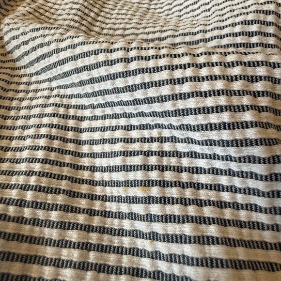 Maeve Textured Blue and White Striped Collared Wrap Top with button detail - Picture 10 of 11